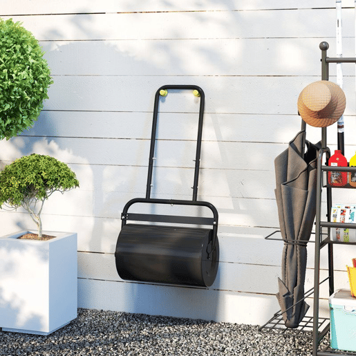 Outsunny Rolo para Relva Largura 58cm Ø32cm Rolo para Relvado 38L Preenchível de Areia ou Água com Guiador em U para Jardim Preto