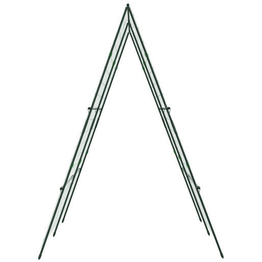 Outsunny Treliça de Jardim Triangular Suporte para Plantas Trepadeiras com Estrutura em Aço para Frutas Legumes Flores e Decoração para Exterior Pátio Varanda 180x100x180 cm Verde