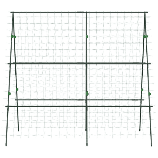 Outsunny Treliça de Jardim Triangular Suporte para Plantas Trepadeiras com Estrutura em Aço para Frutas Legumes Flores e Decoração para Exterior Pátio Varanda 180x100x180 cm Verde