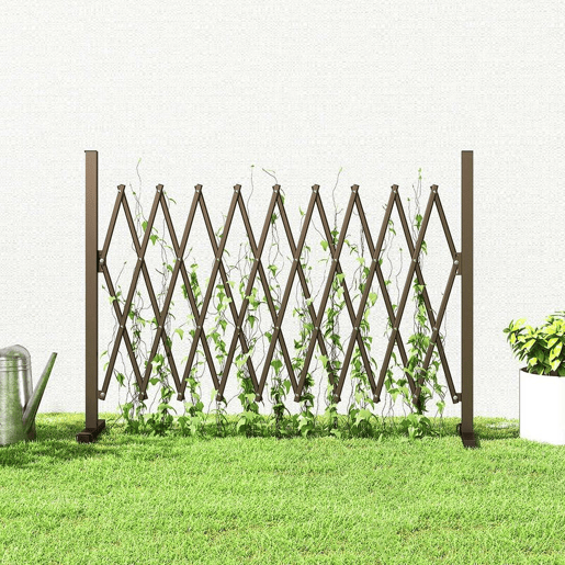 Outsunny Cerca de Jardim em Liga de Alumínio Barreira de Exterior Extensível Cerca de Jardim Metálica para Decoração 250x31x103,5 cm Marrom