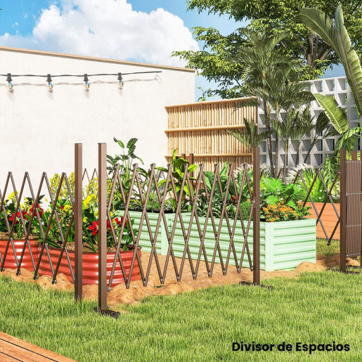 Outsunny Cerca de Jardim em Liga de Alumínio Barreira de Exterior Extensível Cerca de Jardim Metálica para Decoração 250x31x103,5 cm Marrom