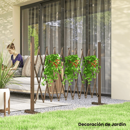 Outsunny Cerca de Jardim em Liga de Alumínio Barreira de Exterior Extensível Cerca de Jardim Metálica para Decoração 250x31x103,5 cm Marrom