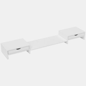 HOMCOM Suporte para Monitor com Ângulo e Comprimento Ajustável Suporte para Monitor com 2 Gavetas para Escritório Suporte para Monitor Portátil 60-116x22x12 cm Branco