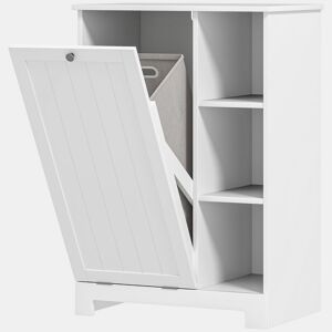 HOMCOM Móvel Casa de Banho com Cesto para Roupa Móvel Auxiliar Casa de Banho com Prateleiras Abertas e Cesta Amovível 60x38x86 cm Branco