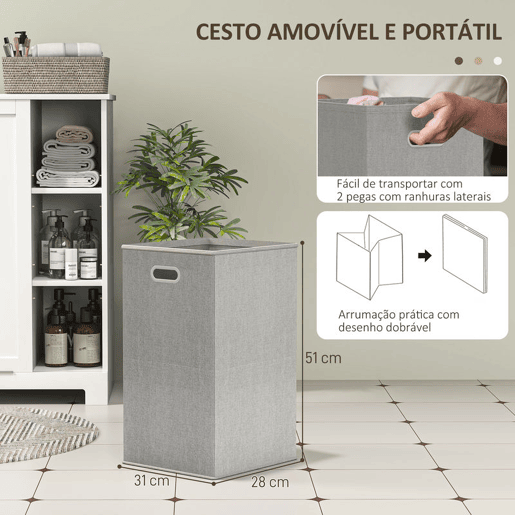 HOMCOM Móvel Casa de Banho com Cesto para Roupa Móvel Auxiliar Casa de Banho com Prateleiras Abertas e Cesta Amovível 60x38x86 cm Branco HOMCOM Móvel Casa de Banho com Cesto para Roupa Móvel Auxiliar Casa de Banho com Prateleiras Abertas e Cesta Amovível 60x38x86 cm Branco