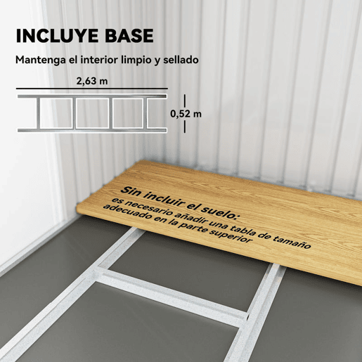 Outsunny Abrigo de Jardim 280x130x172 cm Abrigo de Exterior de Aço Galvanizado com Porta Corredeira e Ventilações para Armazenamento de Ferramentas Cinza