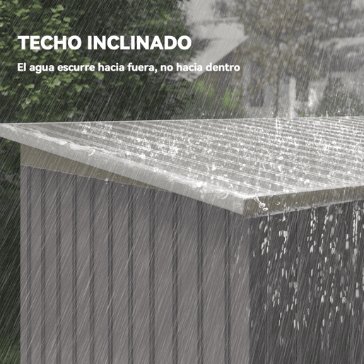 Outsunny Abrigo de Jardim 280x130x172 cm Abrigo de Exterior de Aço Galvanizado com Porta Corredeira e Ventilações para Armazenamento de Ferramentas Cinza