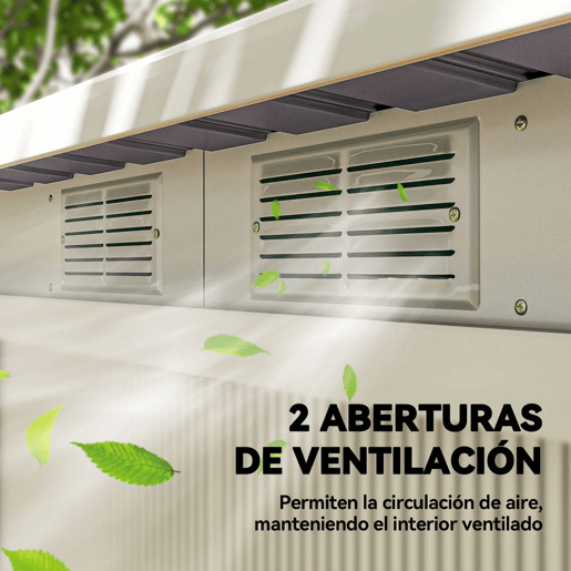 Outsunny Abrigo de Jardim 280x130x172 cm Abrigo de Exterior de Aço Galvanizado com Porta Corredeira e Ventilações para Armazenamento de Ferramentas Cinza