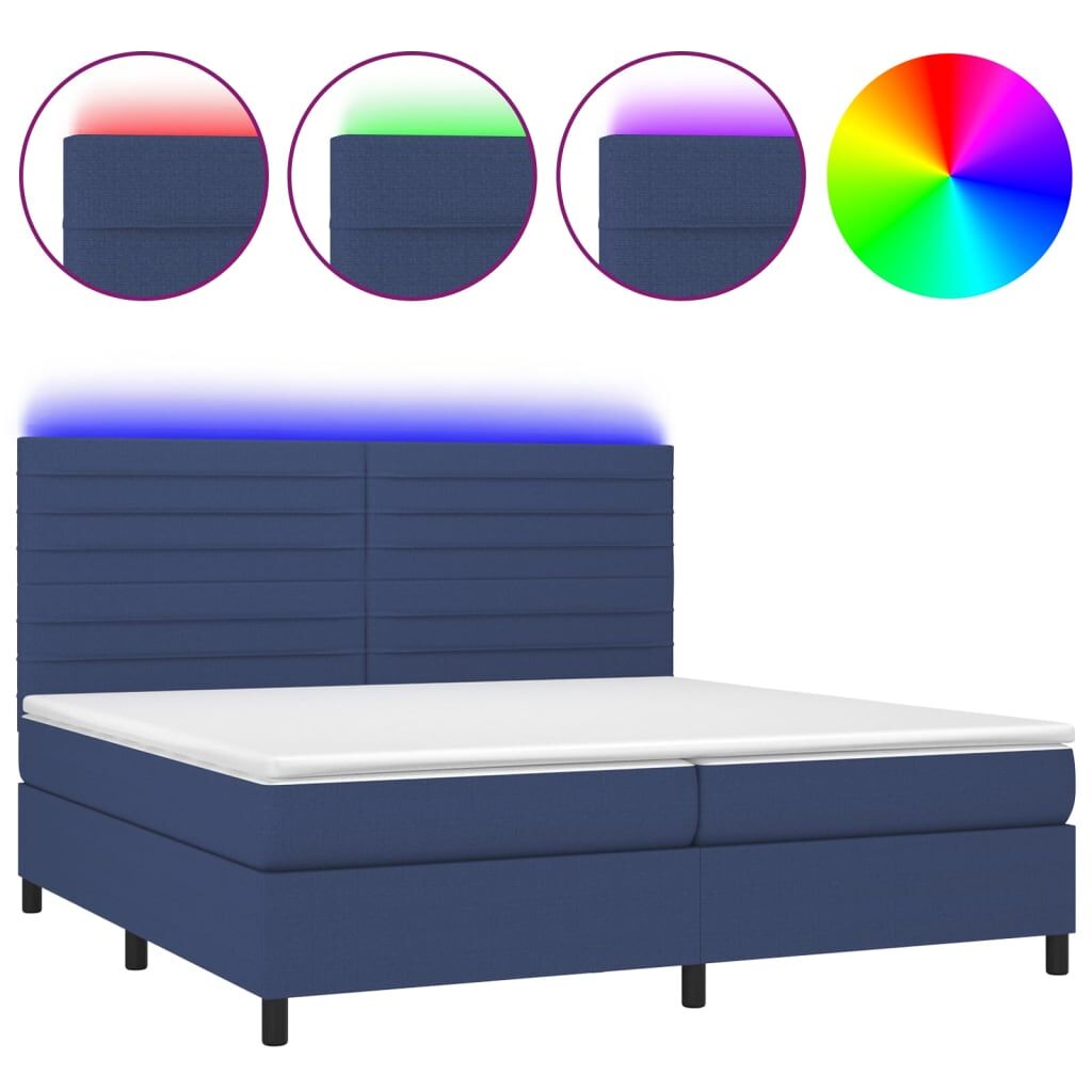 Cama box spring 200x200 Azul