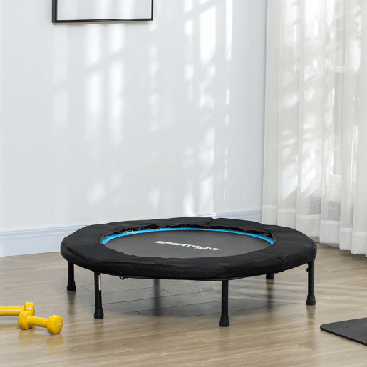 SPORTNOW Trampolim Fitness Ø102 cm Trampolim Fitness Dobrável com Estrutura de Aço Antiderrapante Carga 100 kg para Treino de Pernas Corpo em Casa Escritório Ginásio Azul