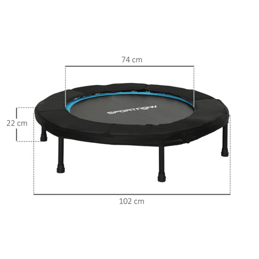 SPORTNOW Trampolim Fitness Ø102 cm Trampolim Fitness Dobrável com Estrutura de Aço Antiderrapante Carga 100 kg para Treino de Pernas Corpo em Casa Escritório Ginásio Azul
