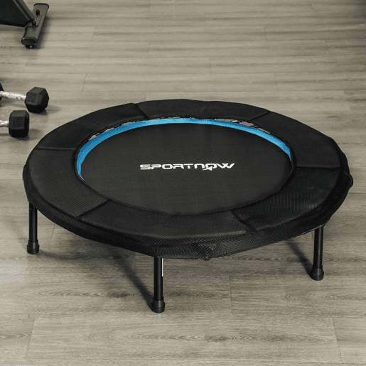 SPORTNOW Trampolim Fitness Ø102 cm Trampolim Fitness Dobrável com Estrutura de Aço Antiderrapante Carga 100 kg para Treino de Pernas Corpo em Casa Escritório Ginásio Azul