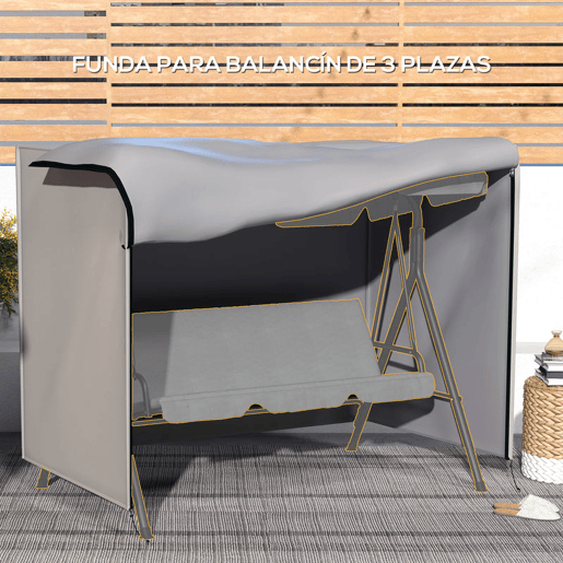Outsunny Capa para Baloiço de Jardim Exterior, Proteção para Baloiço em Tecido Oxford 600D com 2 Fechos Impermeável 205x124x164 cm Cinza Claro