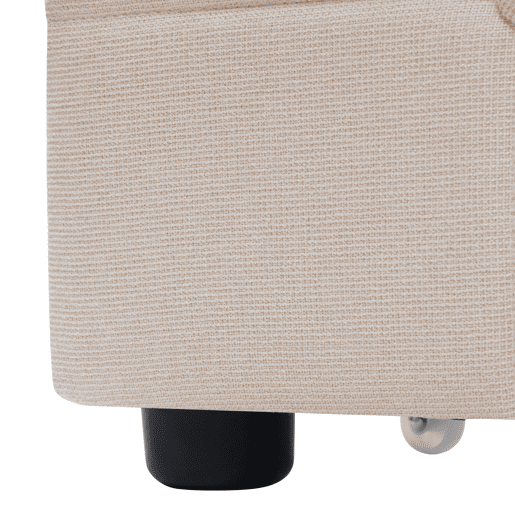 Cama estofada 90x200cm em linho - com LED e portas de carregamento USB - 2 gavetas - Bege