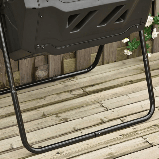 Outsunny Compostor de Tambor Giratório com Capacidade 160L de Dupla Câmera e Ventilação Estrutura de Aço para Resíduos Orgânicos de Jardim 71x64x92cm Preto e Verde