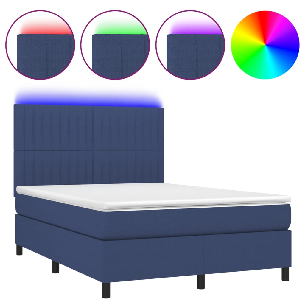 Cama box spring 140x190 Azul