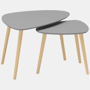 HOMCOM Conjunto de 2 Mesas Auxiliares com Pés de Madeira Mesas de Café para Sala de Estar Dormitório Escritório 59,5x39,5x45cm e 44,5x28,5x40 cm Cinza