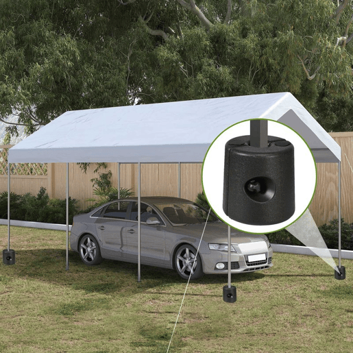 Outsunny Conjunto de 4 Pesos para Tendas Dobráveis Suportes Recarregáveis com 8,7 kg de Água ou 12 kg de Areia Pesos para Pérgola com Fixadores Ø21,524x25,5 cm Preto