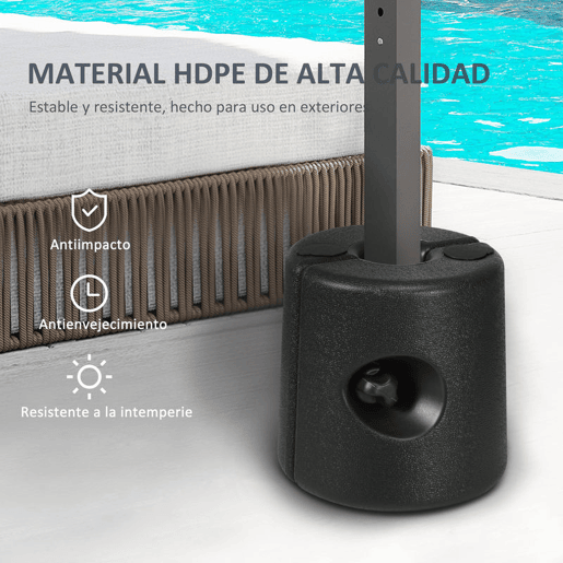 Outsunny Conjunto de 4 Pesos para Tendas Dobráveis Suportes Recarregáveis com 8,7 kg de Água ou 12 kg de Areia Pesos para Pérgola com Fixadores Ø21,524x25,5 cm Preto