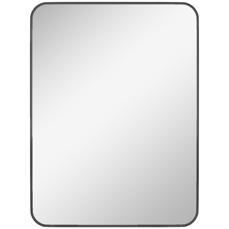Homcom espejo de baño 60x80 cm espejo de pared decorativo con marco de metal y gancho fácil instalación para salón entrada pasillo negro