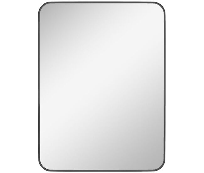 Homcom espejo de baño 60x80 cm espejo de pared decorativo con marco de metal y gancho fácil instalación para salón entrada pasillo negro