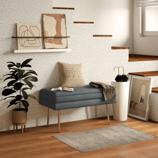 HOMCOM Banco Pé de Cama 30L Banco com Armazenamento para Dormitório Estofado em Veludo Banco de Entrada com Pés de Aço 79,5x37,5x43 cm Cinza Escuro