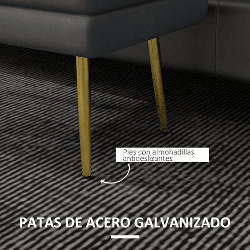 HOMCOM Banco Pé de Cama 30L Banco com Armazenamento para Dormitório Estofado em Veludo Banco de Entrada com Pés de Aço 79,5x37,5x43 cm Cinza Escuro