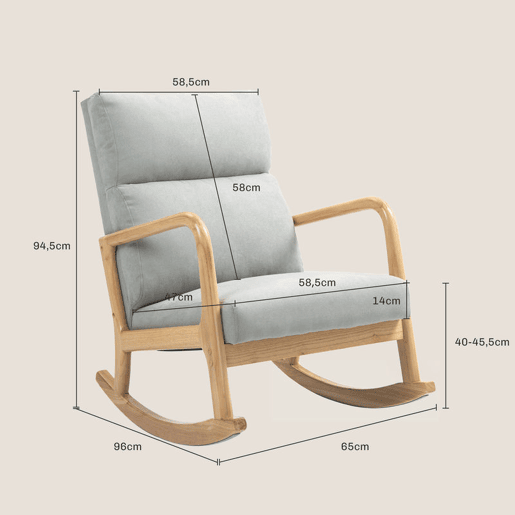 HOMCOM Poltrona Baloiço Estofada em Linho Poltrona Baloiço com Pés de Madeira de Borracha e Apoio para os Braços para Sala de Estar Dormitório Carga 150 kg 65x87x94,5 cm Cinza HOMCOM Poltrona Baloiço Estofada em Linho Poltrona Baloiço com Pés de Madeira de Borracha e Apoio para os Braços para Sala de Estar Dormitório Carga 150 kg 65x87x94,5 cm Cinza