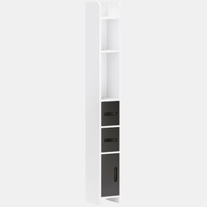 kleankin Coluna Casa de Banho com 3 Portas e 3 Prateleiras Abertas Coluna Auxiliar para Sala de Estar Casa de Banho Dormitório Estilo Moderno 15x17x120 cm Branco e Preto