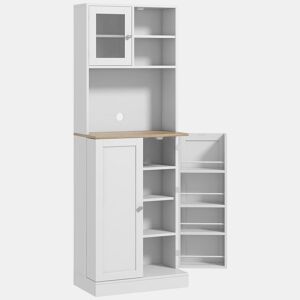 HOMCOM Armário de Cozinha Armário Alto de Cozinha Móvel Auxiliar de Cozinha com 3 Portas Prateleiras Ajustáveis e Prateleiras na Porta para Sala de Jantar 60x35x169 cm Branco