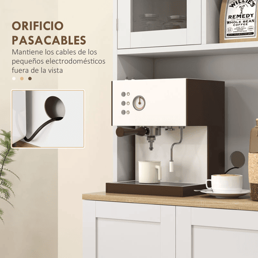 HOMCOM Armário de Cozinha Armário Alto de Cozinha Móvel Auxiliar de Cozinha com 3 Portas Prateleiras Ajustáveis e Prateleiras na Porta para Sala de Jantar 60x35x169 cm Branco