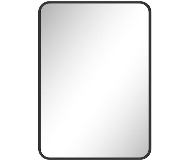 Homcom espejo de baño 50x70 cm espejo de pared decorativo con marco de metal y gancho fácil instalación para salón entrada pasillo negro