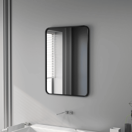 HOMCOM Espelho Casa de Banho 50x70 cm Espelho Retangular Espelho de Parede com Estrutura de Metal Vertical e Horizontal para Entrada Sala de Estar Preto