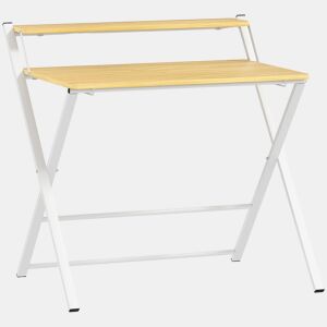 HOMCOM Secretária Dobrável Mesa de Computador Dobrável com Prateleira Aberta Secretária Pequena para Escritório Casa 86x66x82 cm Madeira