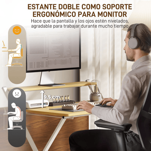 HOMCOM Secretária Dobrável Mesa de Computador Dobrável com Prateleira Aberta Secretária Pequena para Escritório Casa 86x66x82 cm Madeira