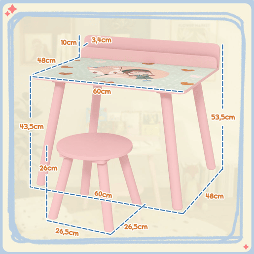AIYAPLAY Mesa e Cadeira para Crianças Conjunto de 2 Peás de Mesa Infantil com Cadeira e Prateleira para Livros Secretária para Crianças acima de 3 Anos para Sala de Jogos Dormitório Rosa AIYAPLAY Mesa e Cadeira para Crianças Conjunto de 2 Peás de Mesa Infantil com Cadeira e Prateleira para Livros Secretária para Crianças acima de 3 Anos para Sala de Jogos Dormitório Rosa