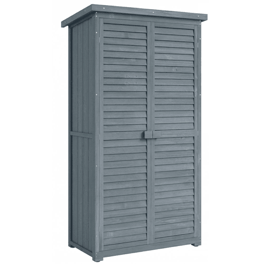 Outsunny Armário de Madeira 0,31 m² 87x46,5x160 cm Armário Exterior de Madeira com 2 Portas e 2 Prateleiras Interior Madeira