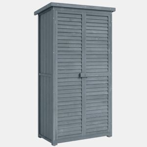 Outsunny Armário de Madeira 0,31 m² 87x46,5x160 cm Armário Exterior de Madeira com 2 Portas e 2 Prateleiras Interior Madeira