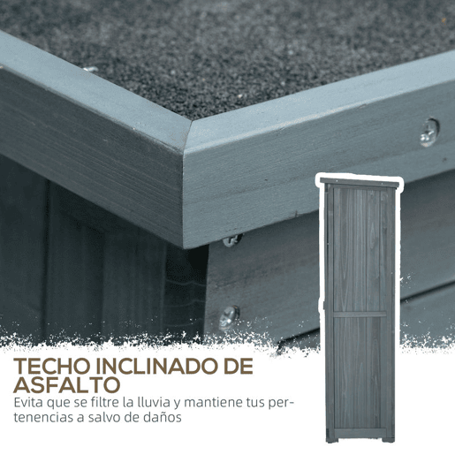 Outsunny Armário de Madeira 0,31 m² 87x46,5x160 cm Armário Exterior de Madeira com 2 Portas e 2 Prateleiras Interior Madeira