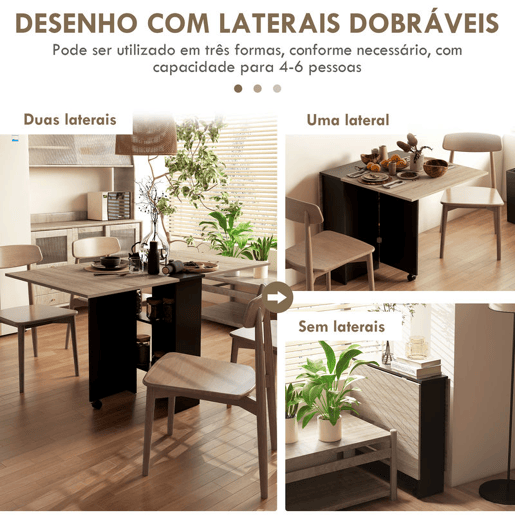 HOMCOM Mesa de Cozinha DobrĂ¡vel Mesa de Madeira com 2 Prateleiras de Armazenamento e Rodas para Cozinha 75x140x74 cm Preto e Madeira HOMCOM Mesa de Cozinha DobrĂ¡vel Mesa de Madeira com 2 Prateleiras de Armazenamento e Rodas para Cozinha 75x140x74 cm Preto e Madeira