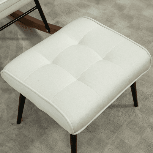 HOMCOM Conjunto de Poltrona Baloiço com Apoio para os Pés Poltrona Relax com Almofada Acolchoada e Anti-Tombo Carga 130 kg Sala de Estar Dormitório 64x89x90 cm Bege