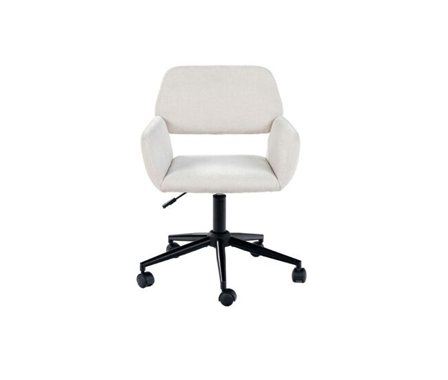 Silla de oficina escandinava en tejido beige, giratoria, regulable en altura y 5 ruedas