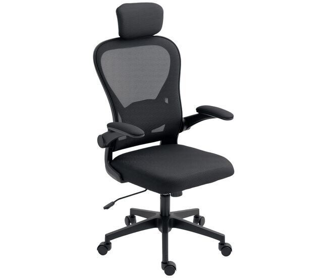 Homcom silla de oficina giratoria silla de escritorio de malla transpirable con altura ajustable reposacabezas y soporte lumbar ajustables silla de