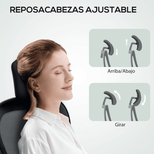 HOMCOM Cadeira de Escritório Giratória Cadeira de Escritório em Malha Transpirável com Altura Ajustável Apoio para a Cabeça e Suporte Lombar Ajustáveis Cadeira de Escritório Basculante Carga 120 kg 58x63x115-125 cm Preto
