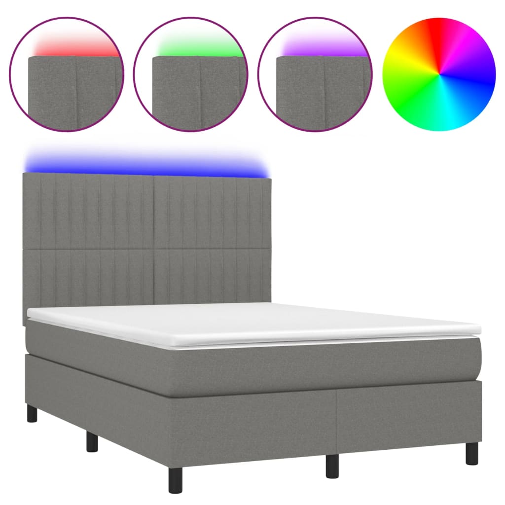 Cama box spring 140x190 Gris Oscuro