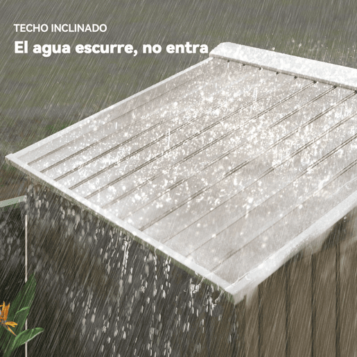 Outsunny Abrigo de Jardim 213x130x185 cm Abrigo de Jardim Metálico de Exterior para Armazenamento de Ferramentas com 2 Portas Deslizantes e 4 Janelas para Terraço Madeira