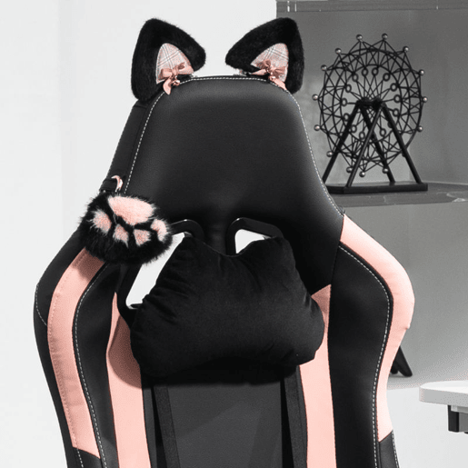 HOMCOM Cadeira Gaming com Orelhas Cadeira Gamer Reclinável com Altura Ajustável Apoio para os Pés Retrátil Suporte Lombar e Apoio para a Cabeça Desmontável Cadeira para Escritório 65x62x116-124 cm Preto