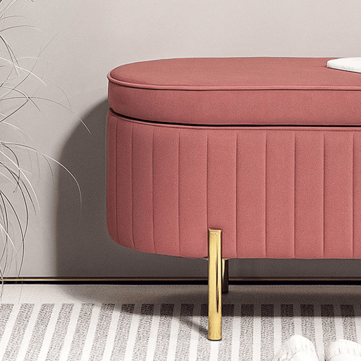 HOMCOM Banco Pé de Cama Estofado em Veludo Banco de Arrumação e Pés Dourado Banco para Entrada Dormitório 108x44x43,5 cm Rosa