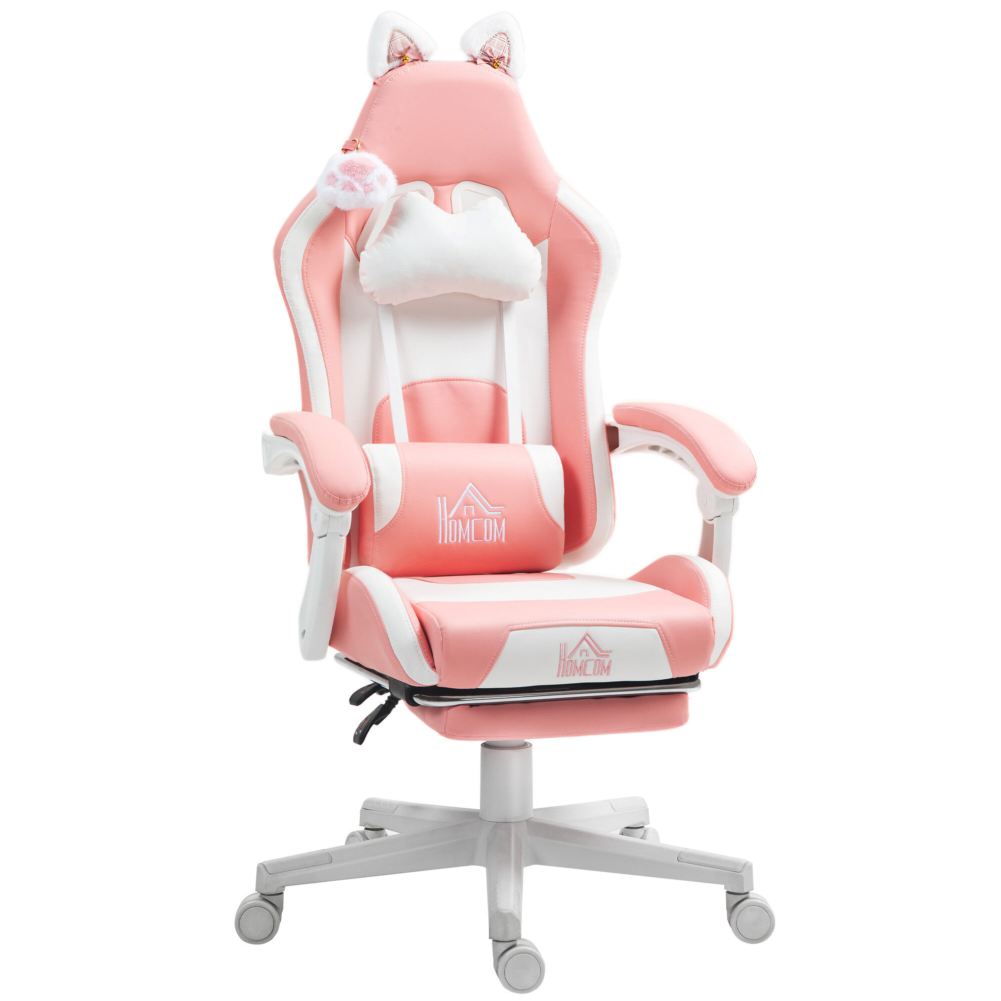 Silla Gaming Plástico HOMCOM, oficina - sillas de oficina Rosa