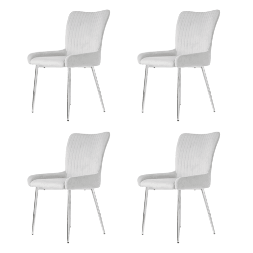 Conjunto de 4 cadeiras de veludo - com pés de metal prateado - Cinzento